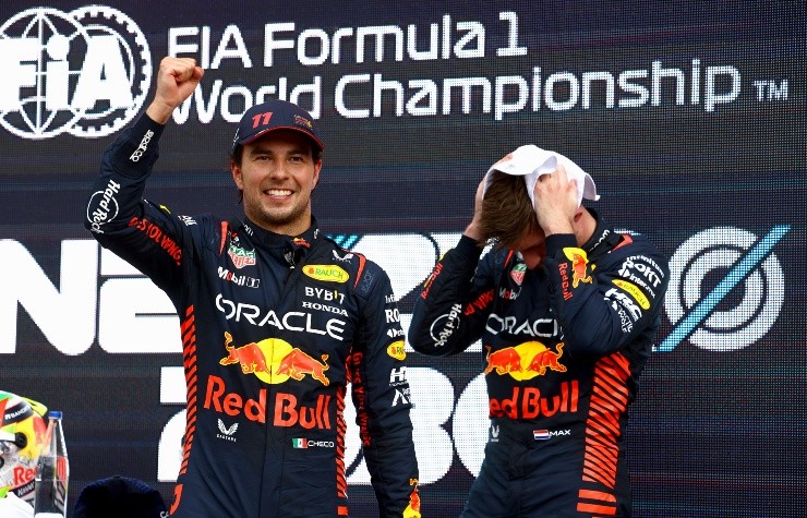 Checo venció a Verstappen y ganó en Bakú. (Getty Images)