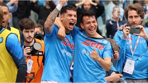 Mathias Olivera of SSC Napoli celebrates after scoring