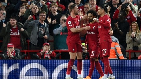 Liverpool en festejo de gol sobre Fulham.