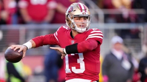 Brock Purdy quarterback of the San Francisco 49ers during the NFL playoffs