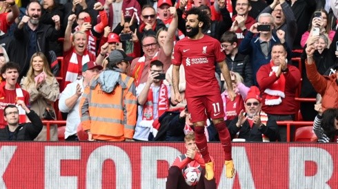 Salah en celebración con Liverpool.