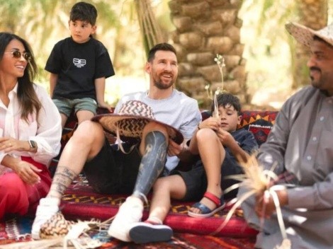 Lionel Messi shows off ink on his leg that might indicate where he may go to next