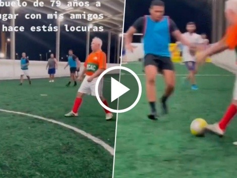 VIDEO | Un abuelo de 79 años se volvió viral por su magia en el fútbol: la picó y tiró un caño