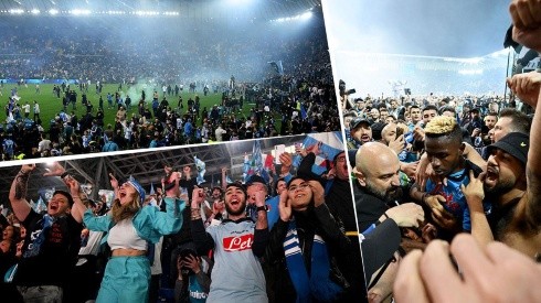 Festejos de hinchas de Napoli.