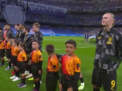 Video viral: la 'risita' de Haaland en el Bernabéu en pleno himno de la Champions