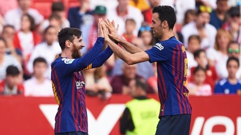 Lionel Messi (left) and Sergio Busquets.