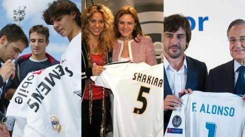 Nadal, Shakira y Alonso recibieron la camiseta de Real Madrid con su apellido.
