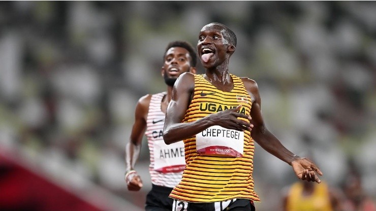 Joshua Cheptegei won the gold in the men's 5,000 meters, after a silver in the 10 thousand.