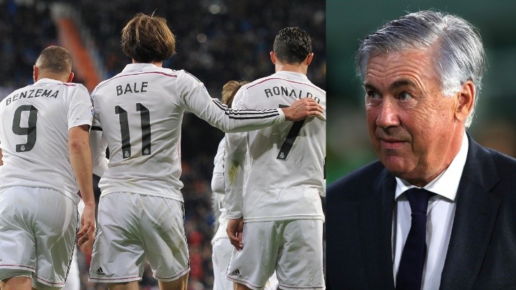 Carlo Ancelotti, Cristiano Ronaldo, Gareth Bale y Karim Benzema en Real Madrid.