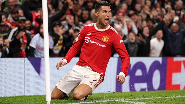Cristiano Ronaldo celebrando uno de sus goles en Manchester United.