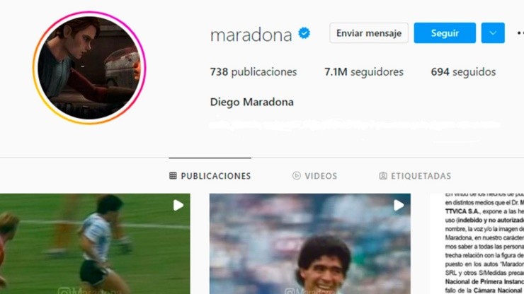 Hackearon la cuenta de Maradona.