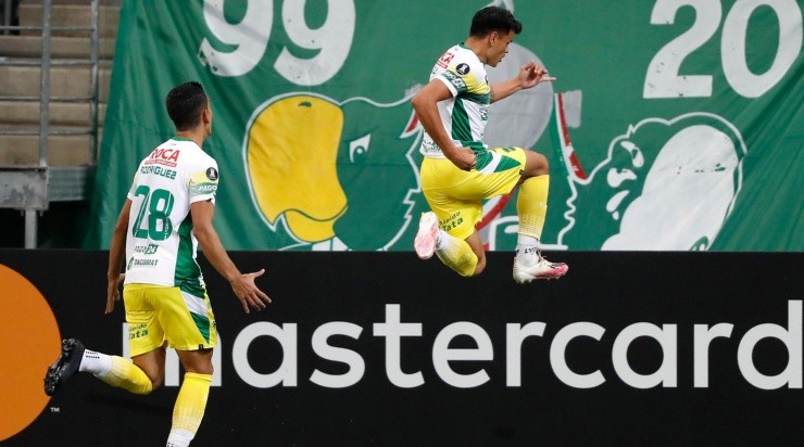 El festejo del primero que convirtió Walter Bou esta noche vs. Palmeiras. Foto: Getty.