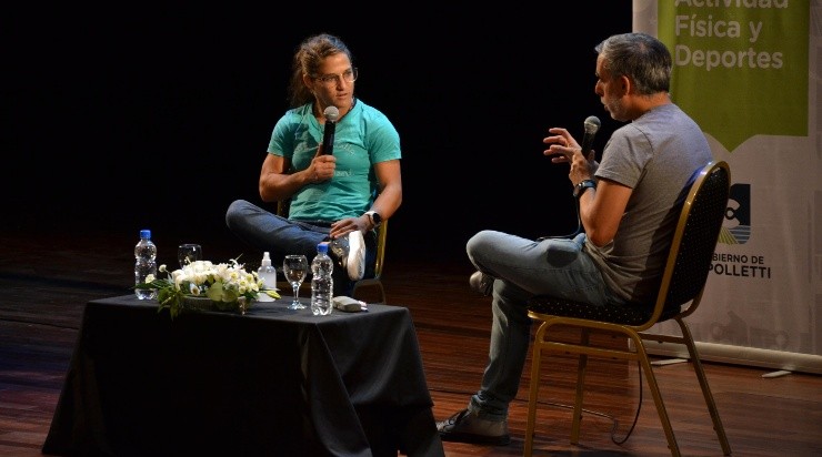 Pareto, en la 10° Fiesta Nacional de la Actividad Física (Foto de Giuliana Ruiz Díaz, prensa Municipalidad de Cipolletti)
