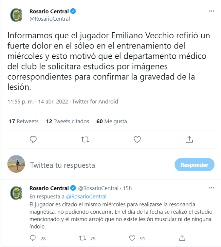 El comunicado de Rosario Central.