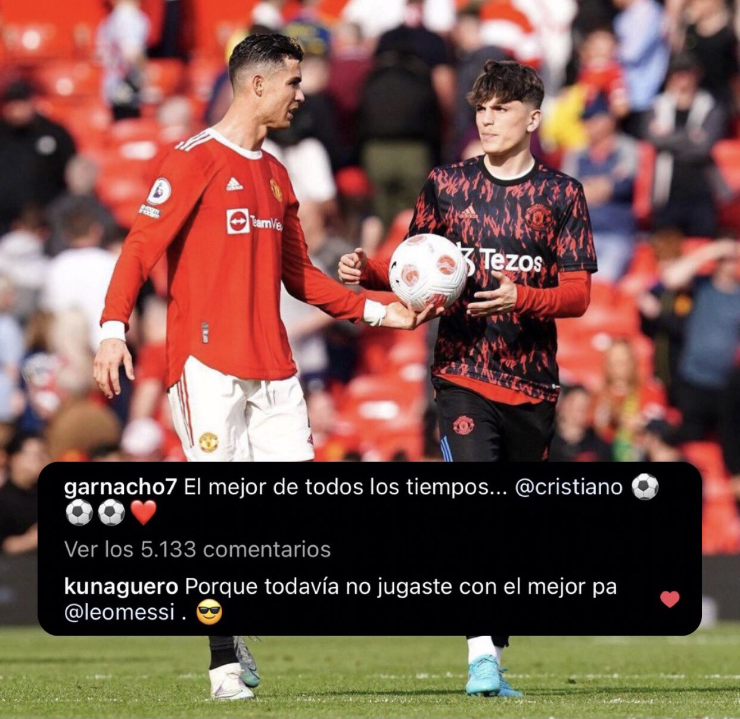 El comentario del Kun a Garnacho.