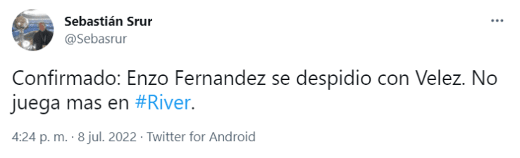 Srur confirmó que Enzo Fernández se va de River.
