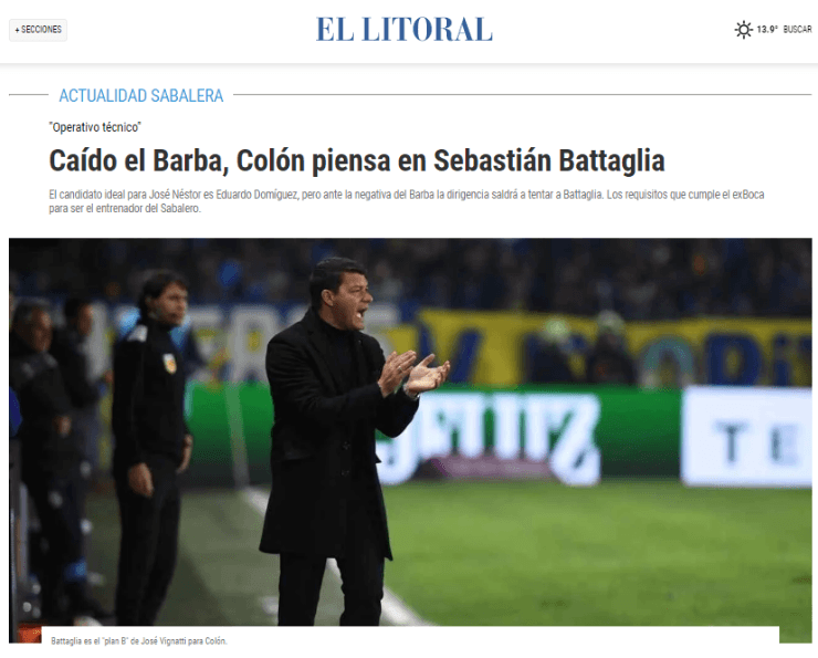 Colón quiere a Battaglia.