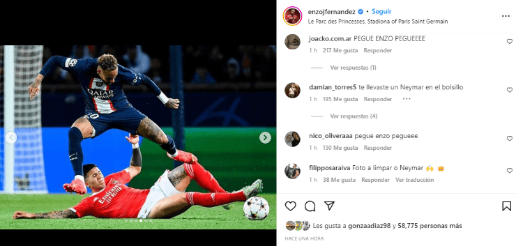 El picante posteo de Enzo Fernández tras el cruce con Neymar.
