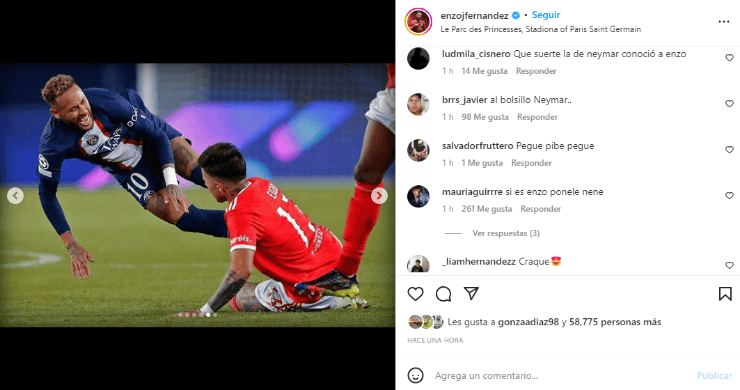 El picante posteo de Enzo Fernández tras el cruce con Neymar.