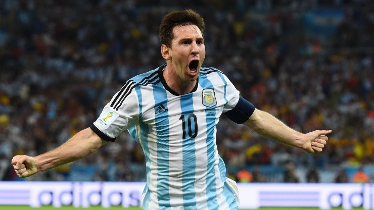 Lionel Messi festejando el primer gol que metió en Brasil 2014. (Foto: Getty).