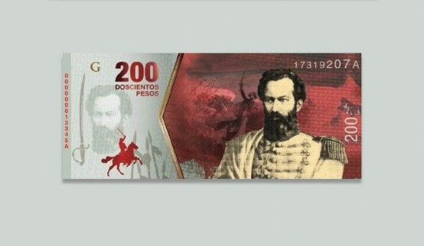 Billete de 200 pesos con el retrato deGüemes que se difundió en redes