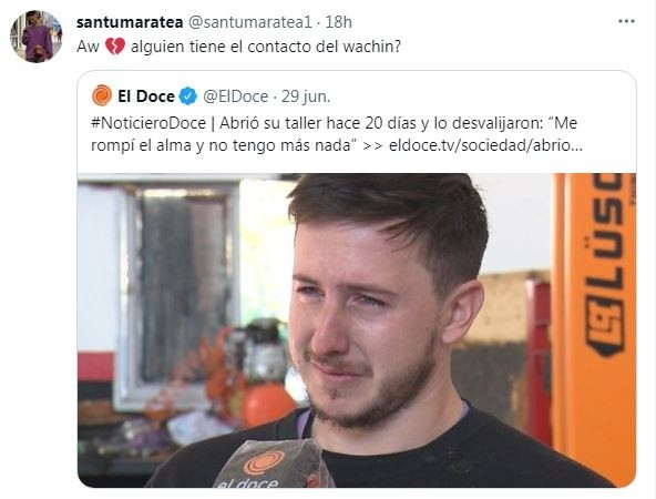 Santi Maratea se solidarizó con el mecánico al que le desvalijaron el taller. (Foto: Twitter SantuMaratea).