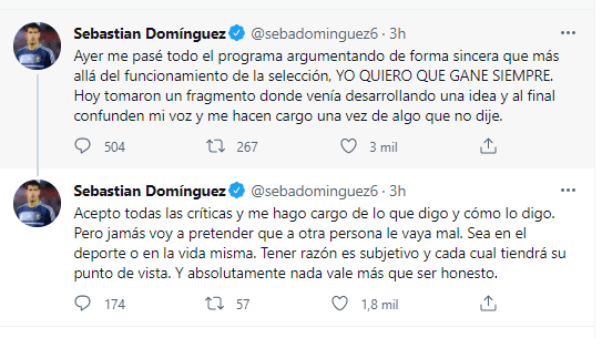 Tuits de Seba Domínguez.