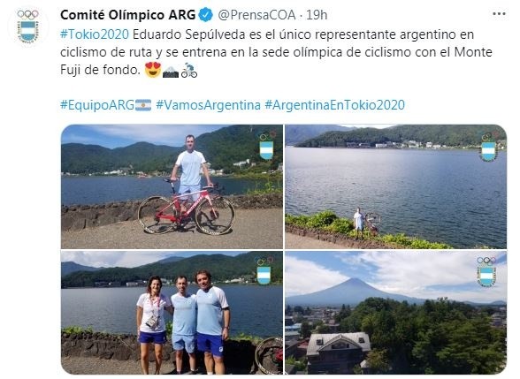 Eduardo Sepúlveda, el único argentino que competirá en ciclismo de ruta en Tokio 2020. (Foto: Twitter PrensaCOA).