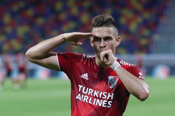 Borré y su clásico festejo (Fuente: Getty)