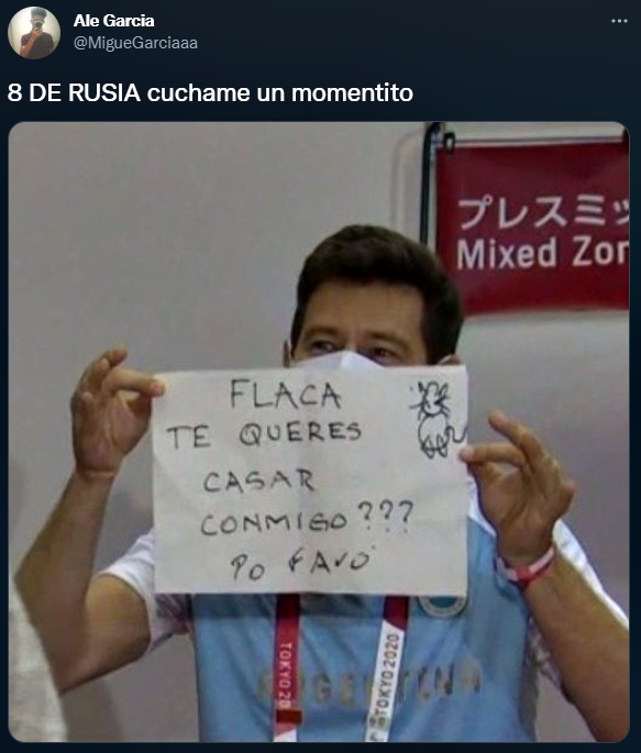 Tuit en referencia a la '8 de Rusia' del voley femenino, Nataliya Goncharova