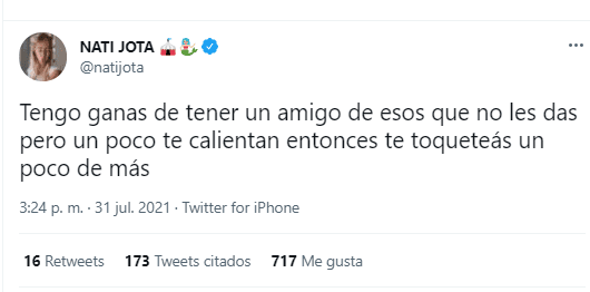 El tuit de Nati Jota.