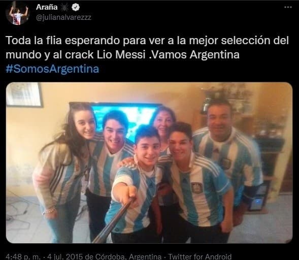 Julián Álvarez y su familia, en la previa de Argentina – Chile por la final de la Copa América 2015.