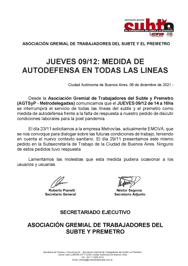 Foto: Twitter Prensa AGTSyP.