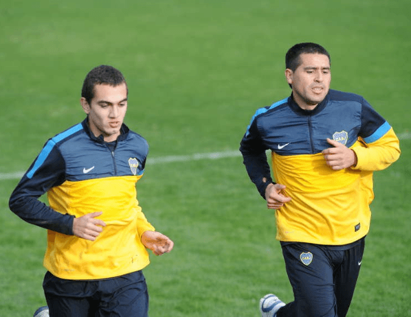 Román y Escalante, juntos en Boca 2013.