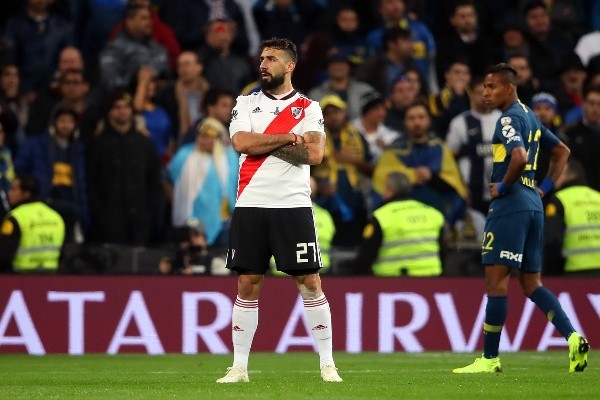 Lucas Pratto empatando el Superclásico en Madrid(Foto: GettyImages)