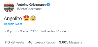 El tuit de Griezmann.