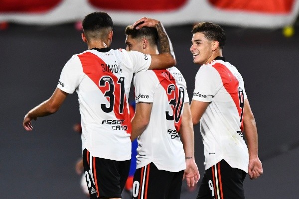 Santiago Simón, Benjamín Rollheiser y Julián Álvarez, surgidos en las inferiores de River    (GETTY)