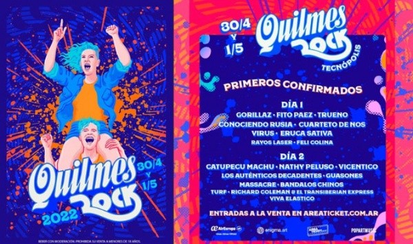 Grilla completa del Quilmes Rock.