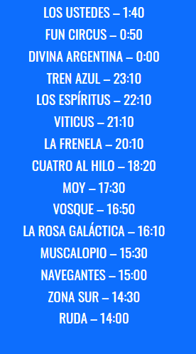 Horarios del Escenario Córdoba.