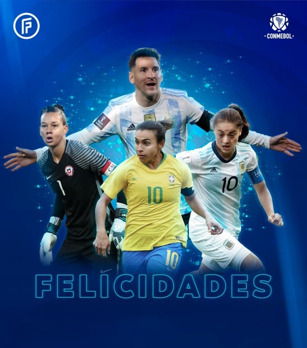 Conmebol saludó a Messi, Marta, Endler y Banini por estar en el 11 ideal.