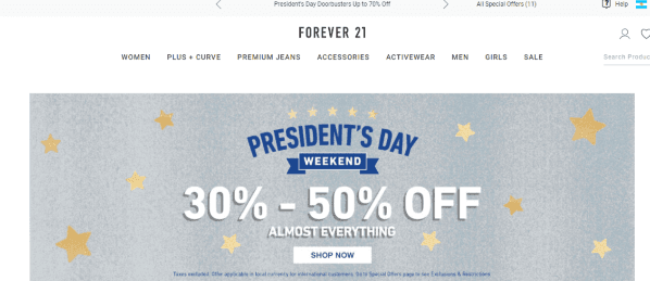 Forever21 es una de las tiendas que tiene ofertas.