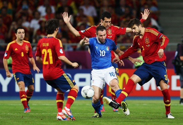 Antonio Cassano vs. España, final de la EURO 2012 (Getty)