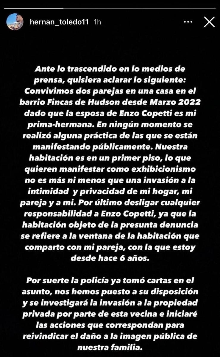 Toledo se descargó en Instagram.