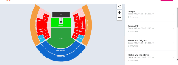 Sectores para ver a los los Guns N’Roses