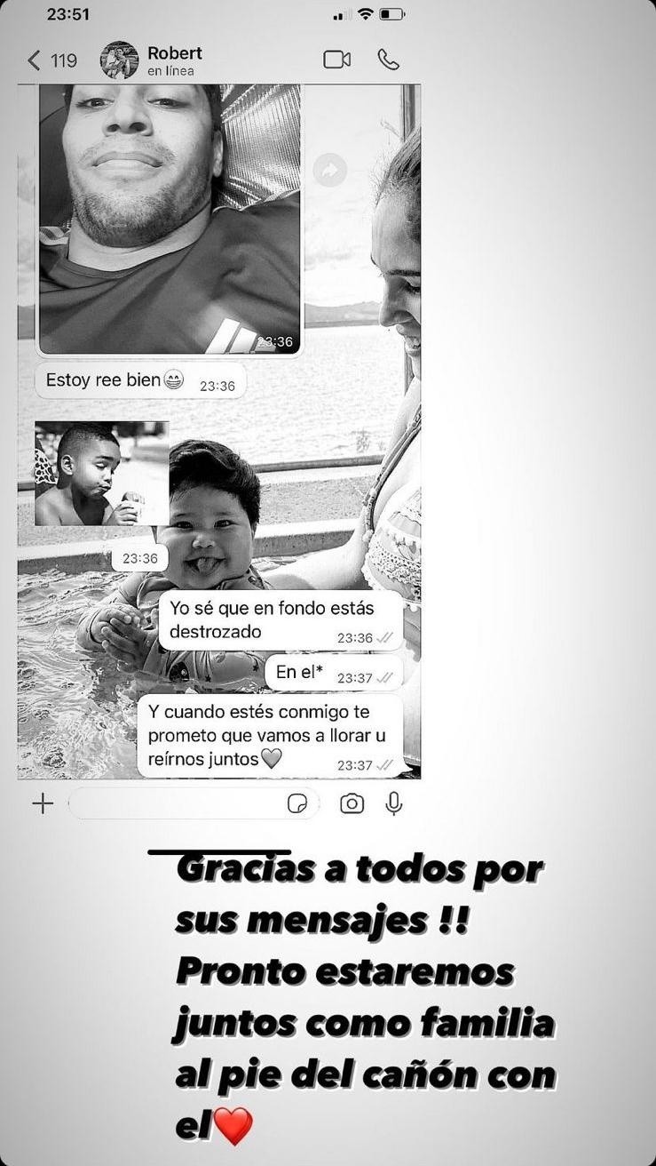 El chat entre Rojas y su esposa.