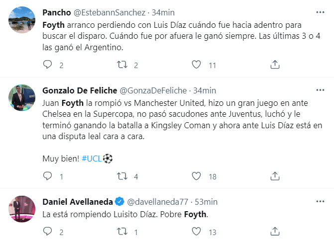 Foyth y Luis Díaz se sacaron chispas.