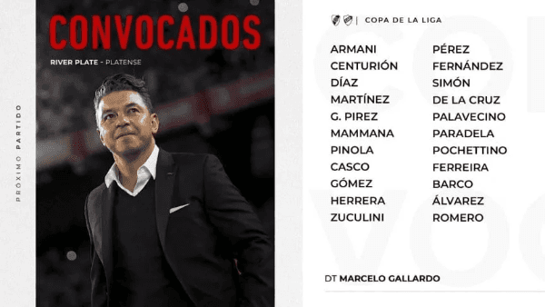 La lista de convocados de River.