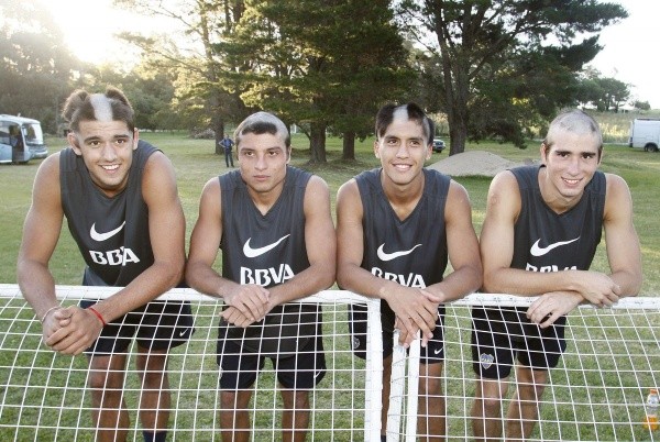 Tiago Casasola, Sebastián Palacios, Nahuel Zárate y Dino Castagno en la pretemporada 2013 (Prensa Boca)