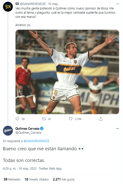 Quilmes se sumó e infló el pecho.