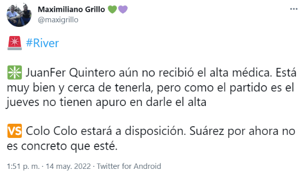 La información de River.